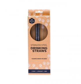 EVER ECO Stainless Steel Straws - Straight Includes Cleaning Brush